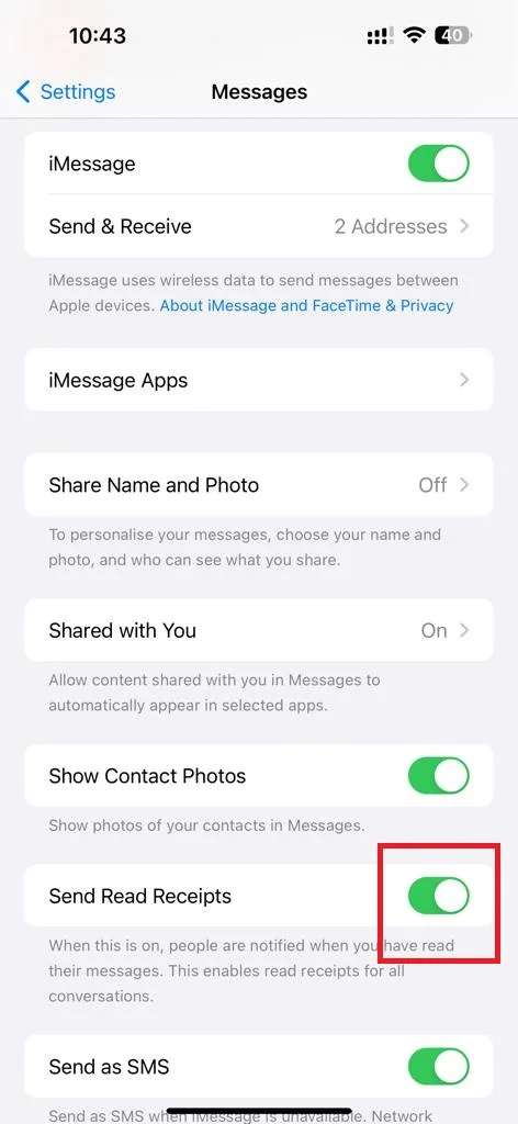 Disable Read Receipts for iMessage2