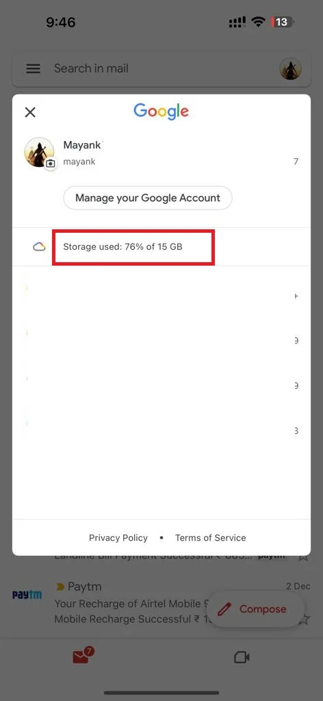Check the Remaining Storage in Your Gmail2