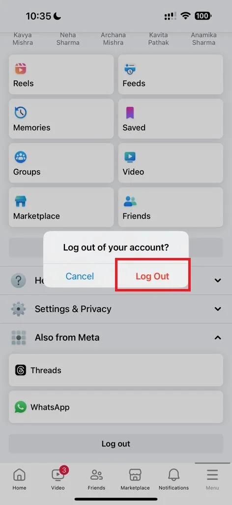 Log Out of the Facebook Messenger3
