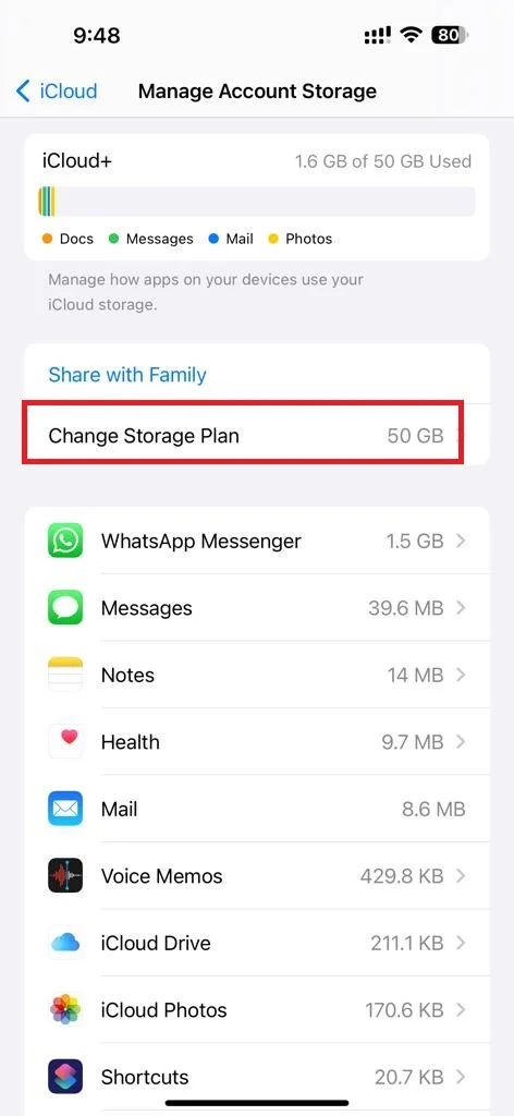 Downgrade the iCloud+ Plan4