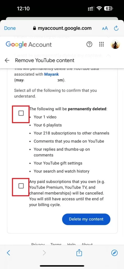 Delete Your YouTube Channel11