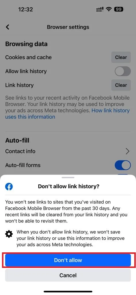 Disable Link History on Facebook8