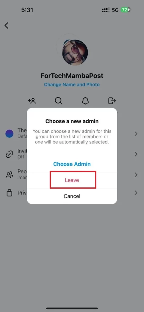 Leave a Group on the Instagram5