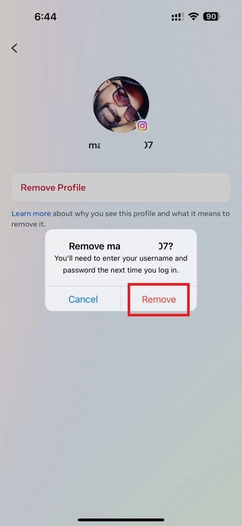 Remove a Saved Instagram Account9