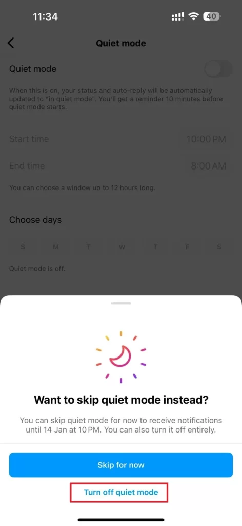 EnableQuietModeontheInstagram4