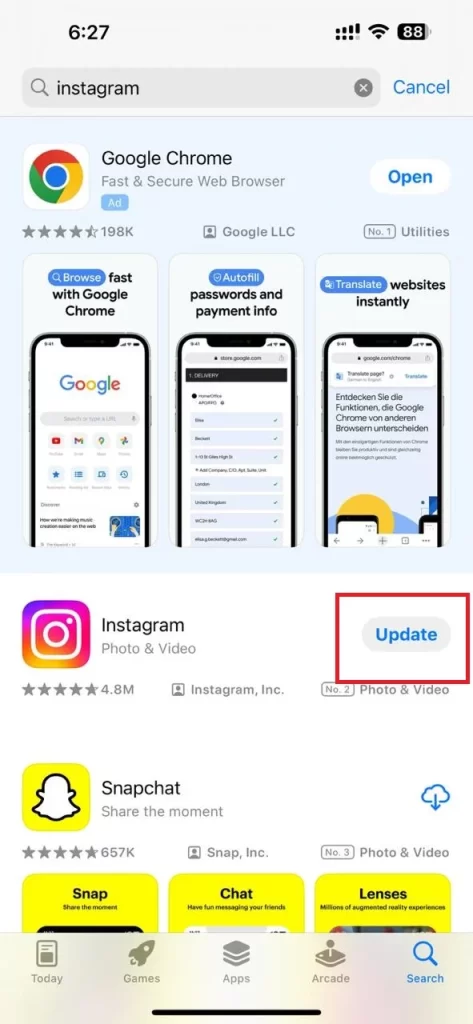 Update Instagram on iPhone and Android5