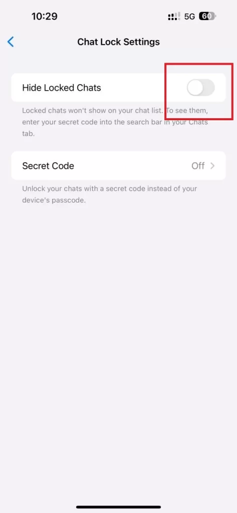 Hide the Locked Chats Feature7