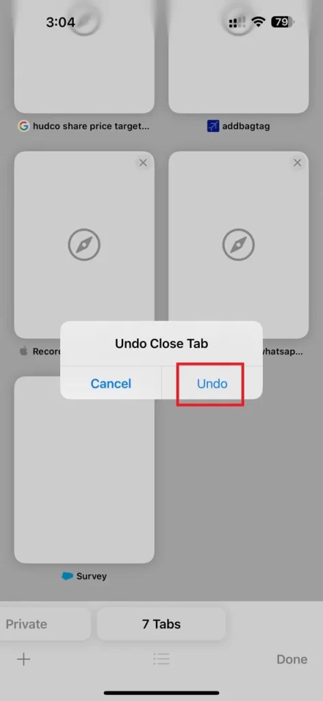 Restore the Closed Safari Tab1