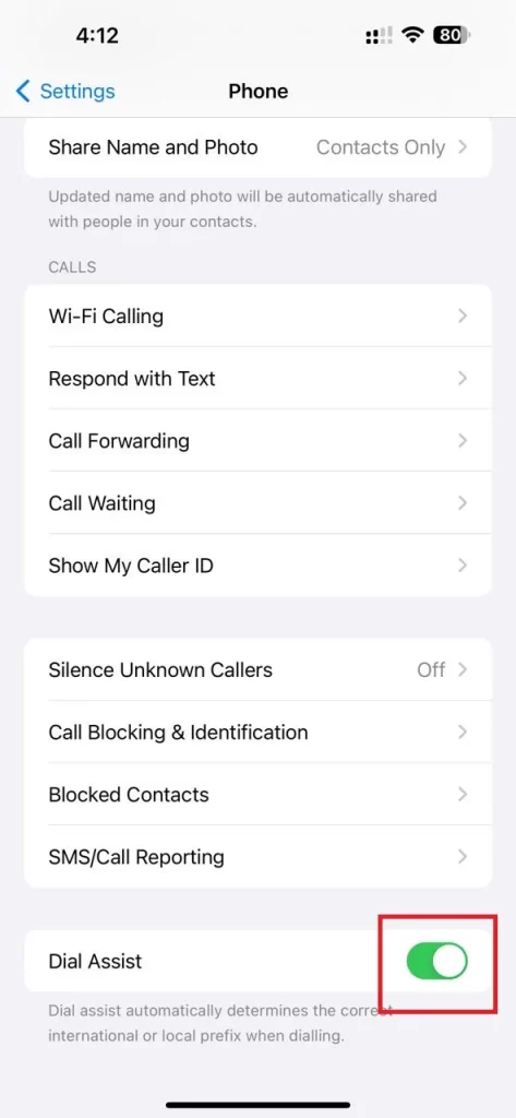 activate Dial Assist on the iPhone3